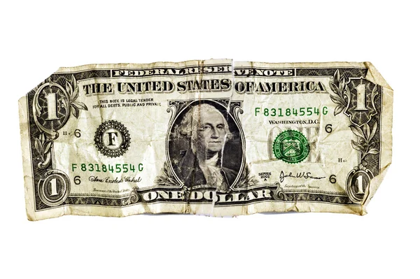 Desgastado billete de dólar — Foto de Stock