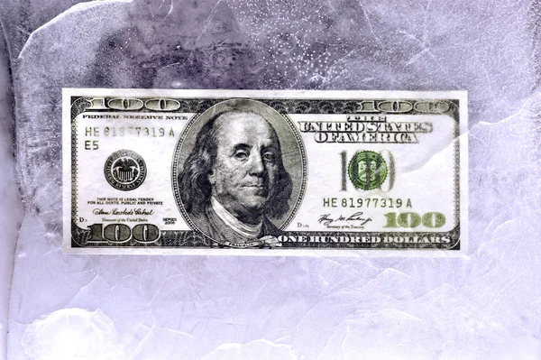 Money In Frozen Block Of Ice — Stock Photo, Image