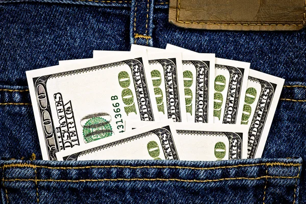 Jean τσέπη γεμάτη χρήματα — Φωτογραφία Αρχείου