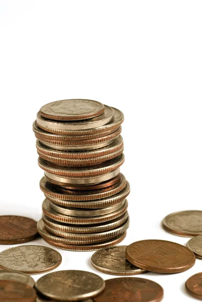 Coins In A Stack With Some Scattered — Stock Photo, Image