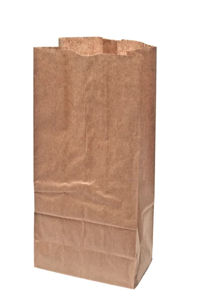 Открытая коричневая бумажная сумка — стоковое фото