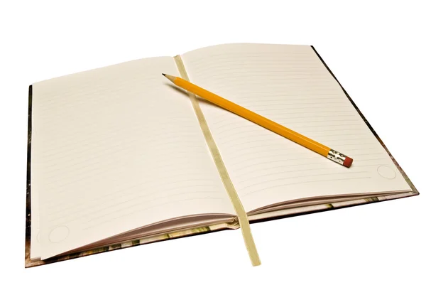 Nice Blank Opened Journal With Pencil — Stock Photo, Image