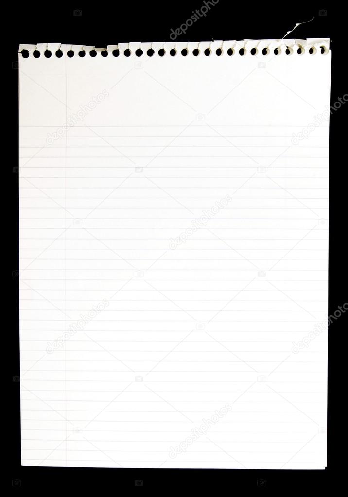 Blank Page Torn From Spiral Notebook On Black Background