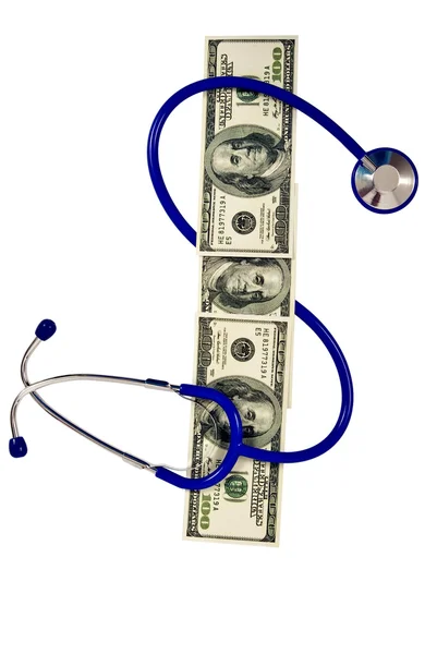 高価な医療や医学お金ドル記号の形をした聴診器 — ストック写真