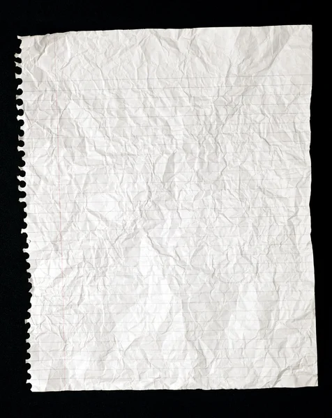 Torn Crinkled Lined Writing Paper From Spiral Bound Notebook. — Stock Photo, Image
