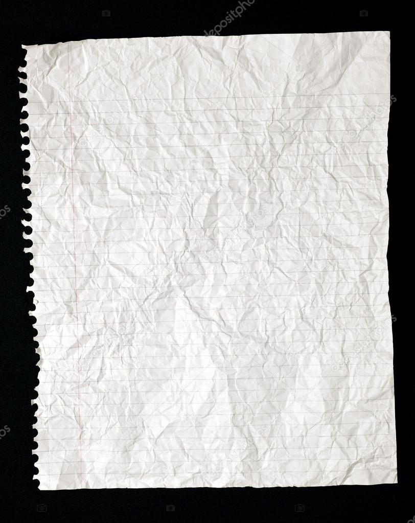 Torn Crinkled Lined Writing Paper From Spiral Bound Notebook.