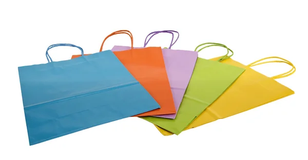 Sacos de compras coloridos Deitado Flat — Fotografia de Stock