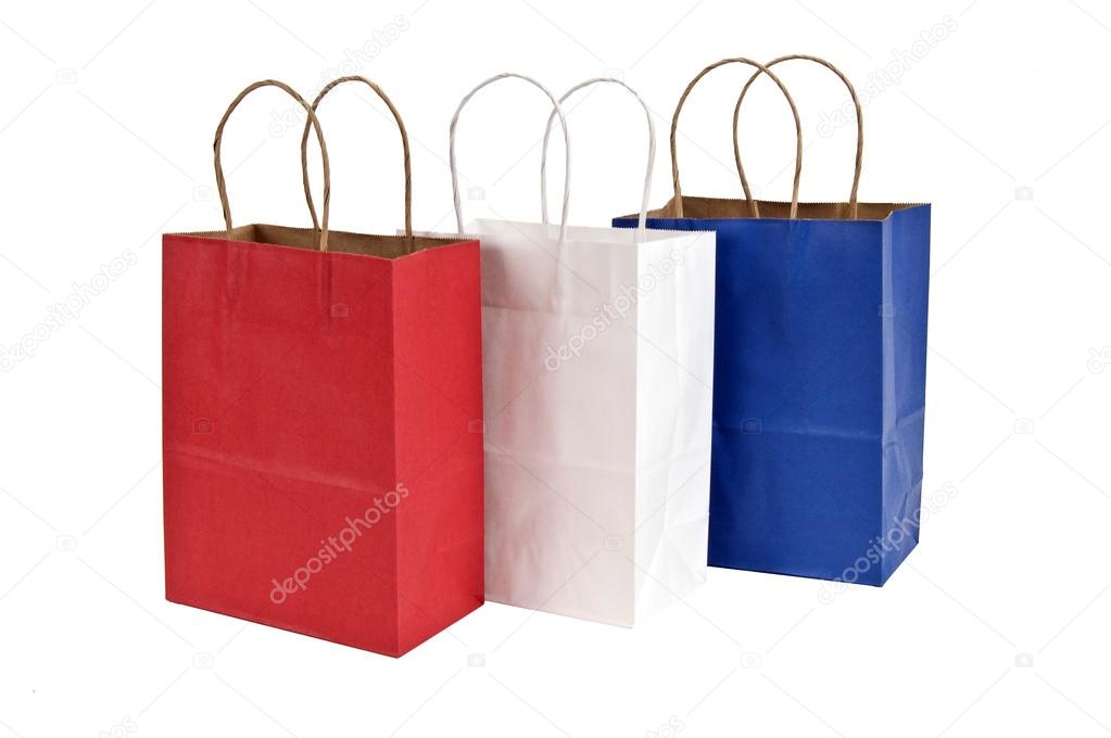 Shopping Bags With Handles In Red White And Blue