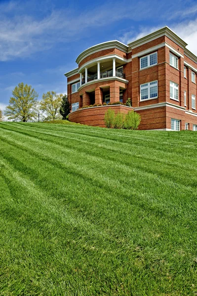 Neatly Mowed Lawn In Front Of Public Building