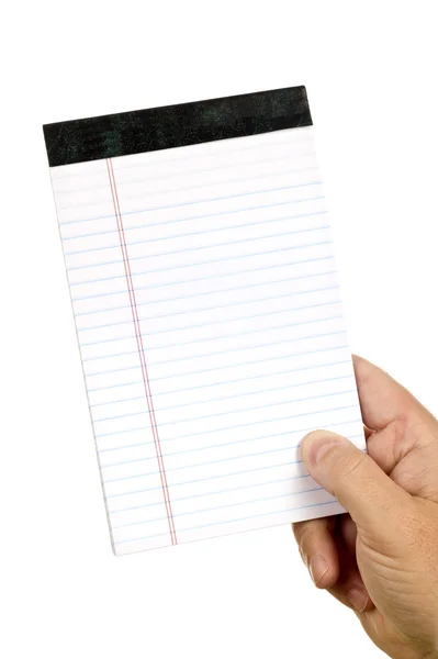 Hand Holding Lined Writing Pad — Stock Photo, Image