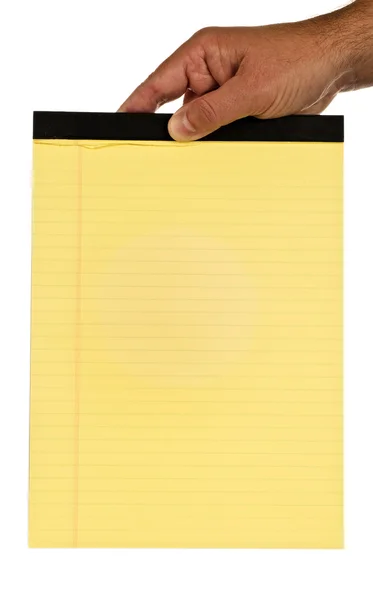 Hand Holding Lined Writing Pad — Stock Photo, Image