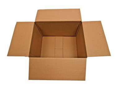 Empty Opened Cardboard Box Isolated On White