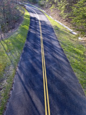 Empty Curved Road From Above