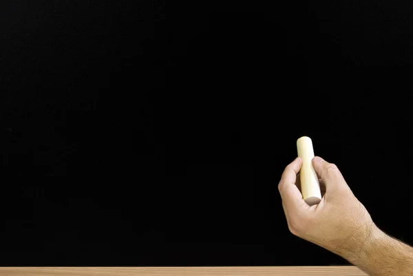 Hand Writing On Blank Blackboard — Stock Photo, Image