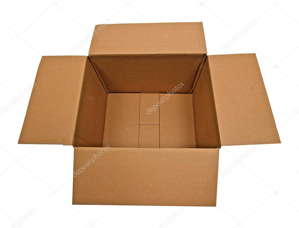 Empty Opened Cardboard Box Isolated On White