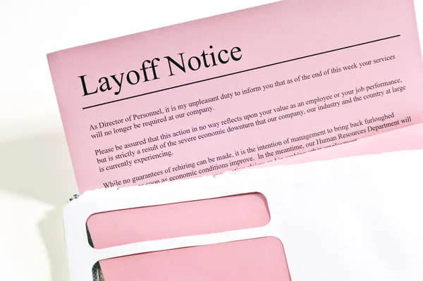 Layoff Notice sau alunecare roz — Fotografie, imagine de stoc