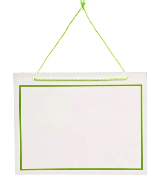 Hanging Blank White Sign With Border — Stock Photo, Image