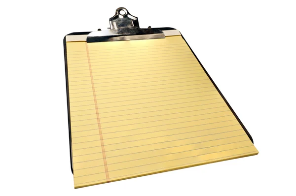 Blank Yellow Pad On Clipboard — Stock Photo, Image