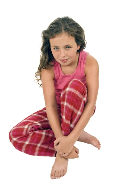 Portret dziewczynki siedzi od niechcenia — Zdjęcie stockowe