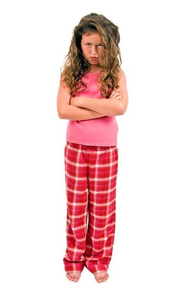 Little Girl Pouting In Her Pajamas — Stock Photo, Image