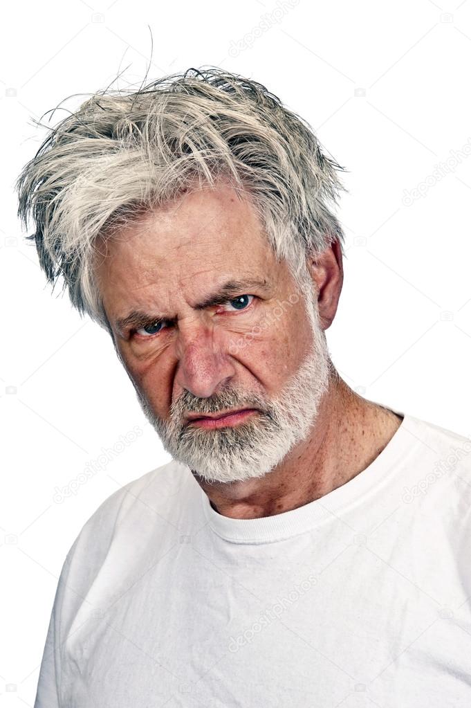 Portrait Of Serious Mean Old Man