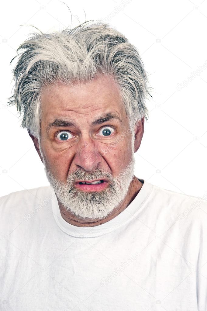 Crazy Expression On Old Man