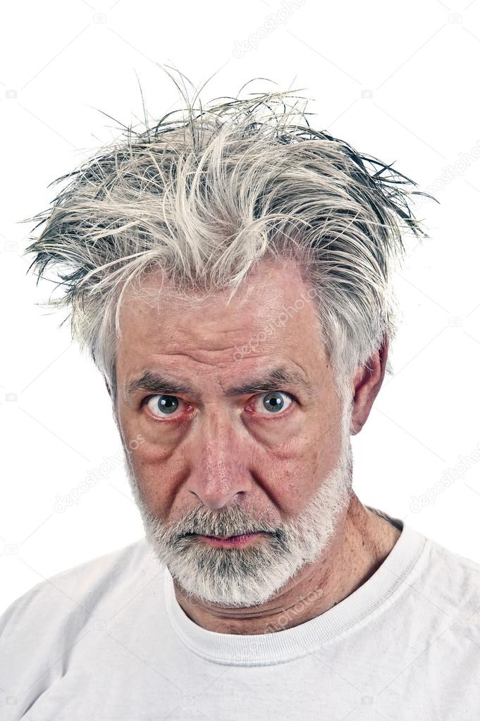 Suspicious Old Man Isolated On White