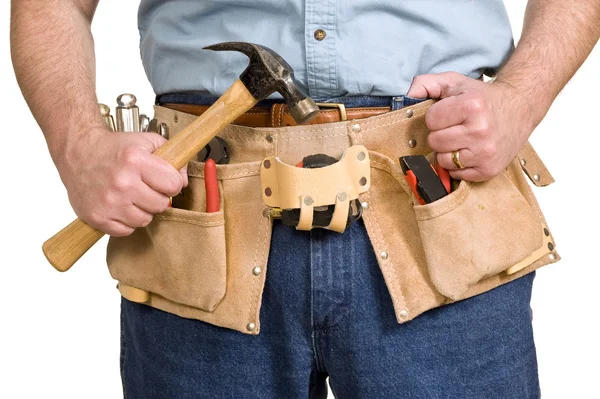 Ceinture à outils sur le travailleur de la construction — Photo