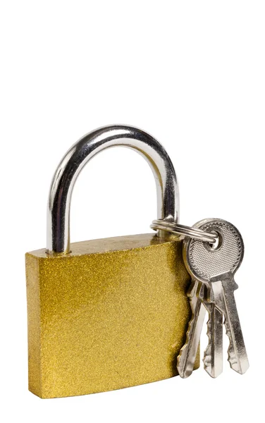 Lock και πλήκτρα απομονωθεί σε λευκό — Φωτογραφία Αρχείου