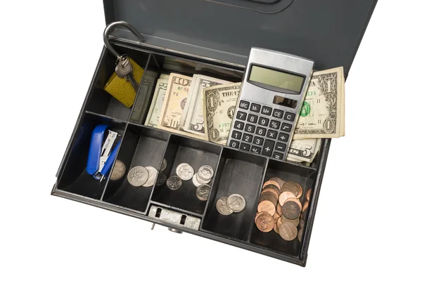 Cash Box Ready For Garage Rummage Yard Sale Business — Stock Photo, Image