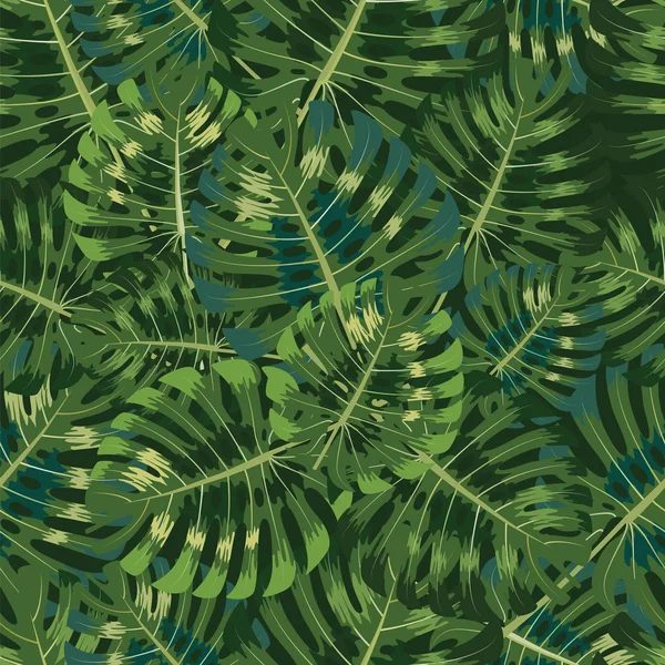Palm tropiska löv seamless mönster. — Stock vektor