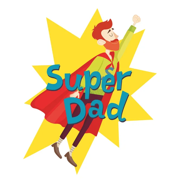 Super Dad. Vaders dag groet Card. Vector Illustratie — Stockvector