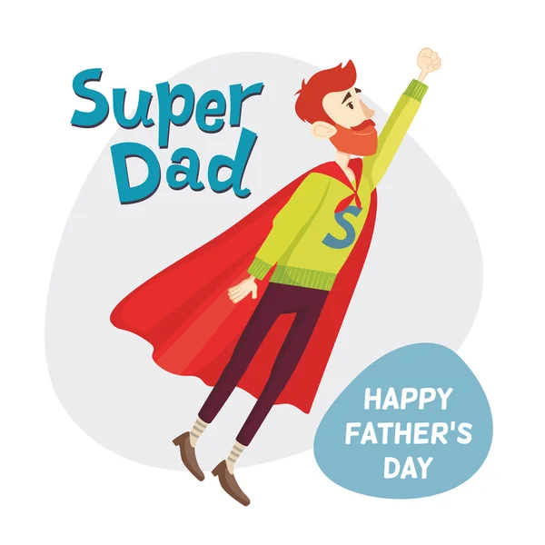 Super Dad. Vaders dag groet Card. Vector Illustratie — Stockvector