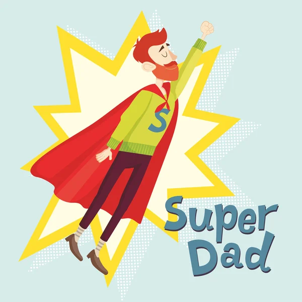 Super-Papa. Vatertagsgrußkarte. Vektorillustration — Stockvektor