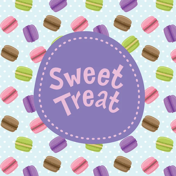 Affiche Sweet Treat sur fond de macarons. Illustration vectorielle — Image vectorielle