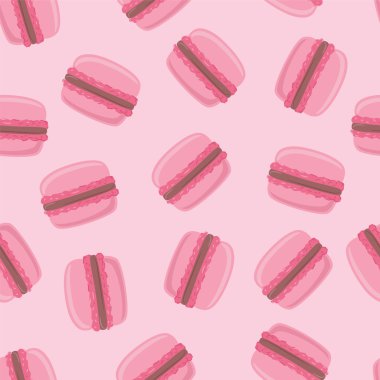 Pembe acıbadem kurabiyesi kurabiye ile Seamless modeli. Vektör çizim.