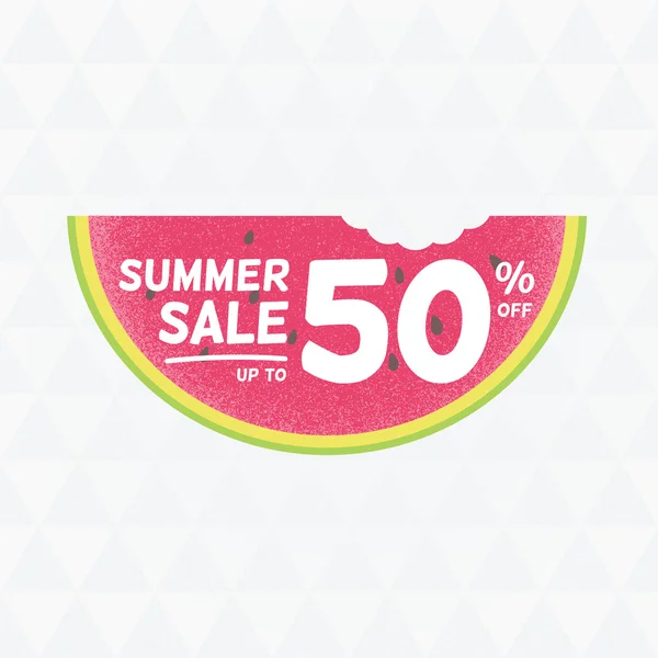 Summer Sale 50 persent off. Vector triangular background with watermelon — Stock Vector