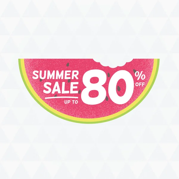 Summer Sale 80 persent off. Vector triangular background with watermelon — Stock Vector