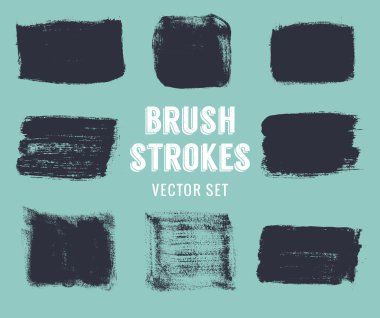 Vektör fırça darbeleri kümesi. Renkli düzenlenebilir.
