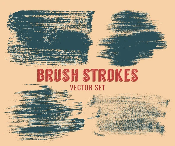 Set of vector brush strokes. Colour is editable. — Stock Vector