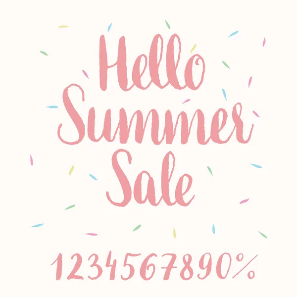 Hallo zomer verkoop - hand-belettering — Stockvector