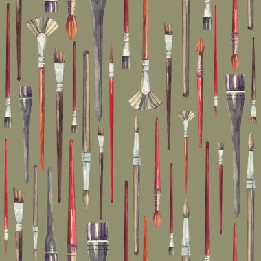 Kahverengi arkaplanda sanatçı fırça deseni. 