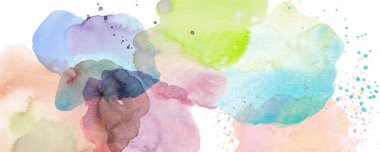 Suluboya lekeleri ve sıçramaların soyut arkaplanı. 