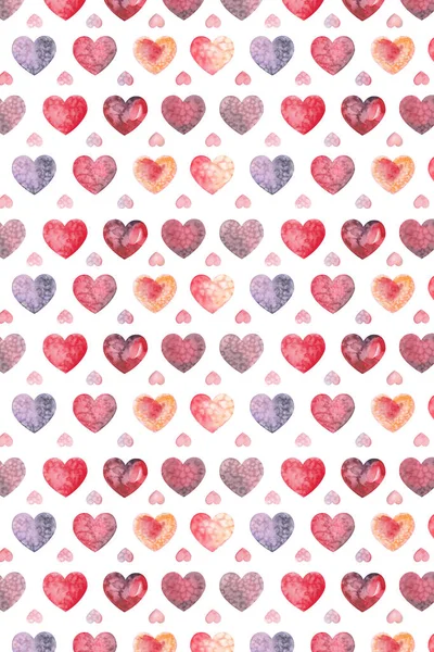 Background of red, pink and lilac hearts of different sizes. — Stock Photo, Image