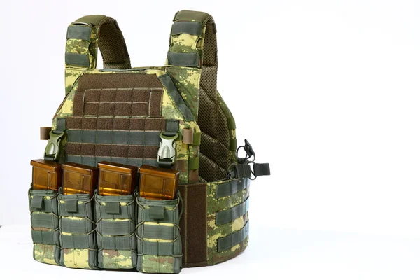 Tactische Vest voor leger met kogelvrij en munitie Rechtenvrije Stockfoto's