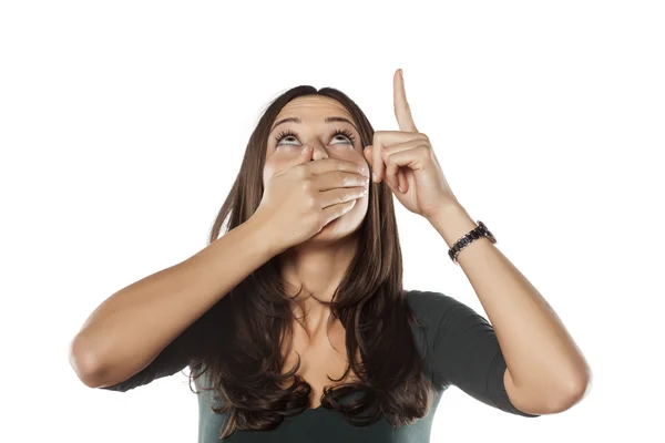 Mujer señalando — Foto de Stock