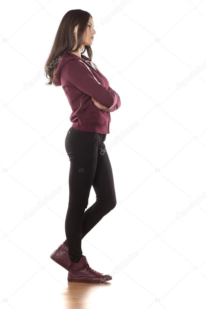 woman wearing hoodie