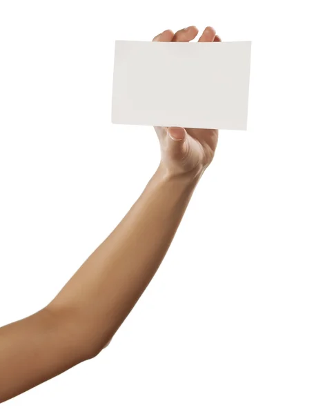 Hand hält leeres Blatt Papier — Stockfoto