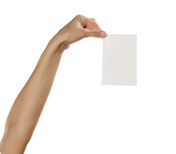 Hand hält leeres Blatt Papier — Stockfoto