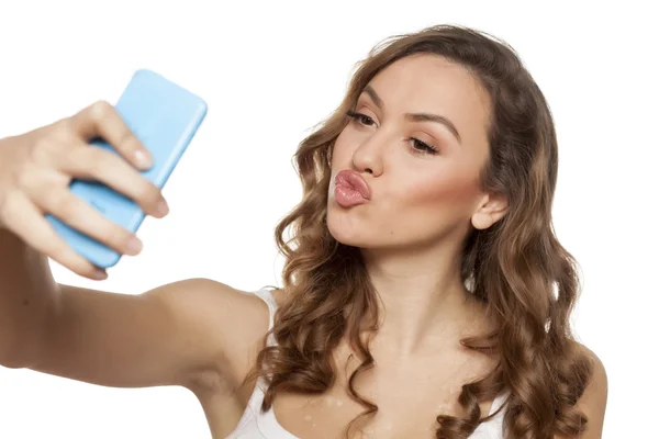 Donna che fa selfie — Foto Stock